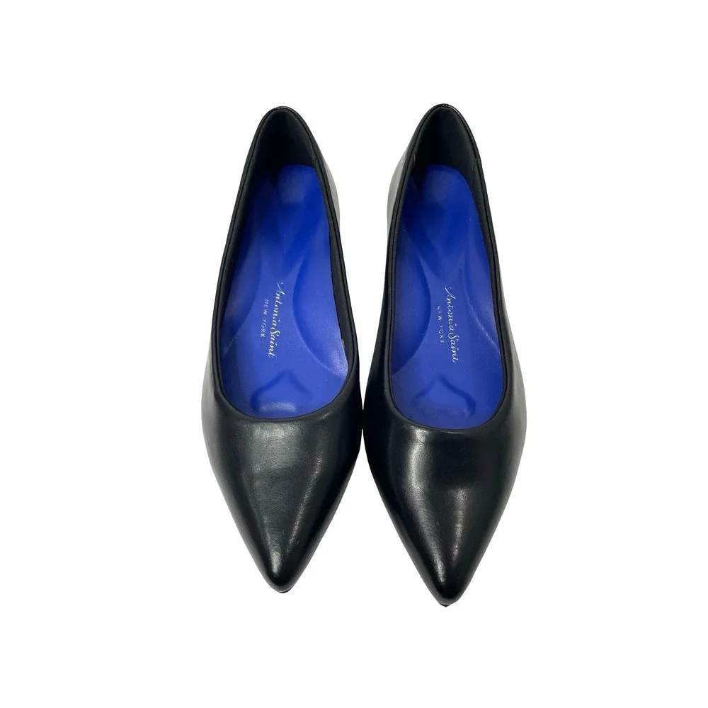 Antonia Saint NY leather pointed toe flats Size 7B black comfort shoes